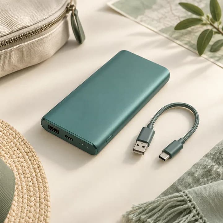 Illustrative portable charger and cable